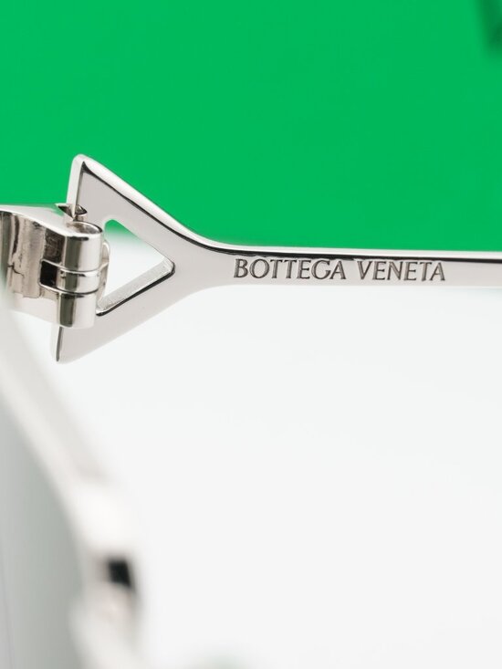 Bottega Veneta BV1223S 003 Geometric Sunglasses - Silver / Green main image 7